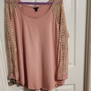 Torrid Blush Pink Lace Sleeve Blouse